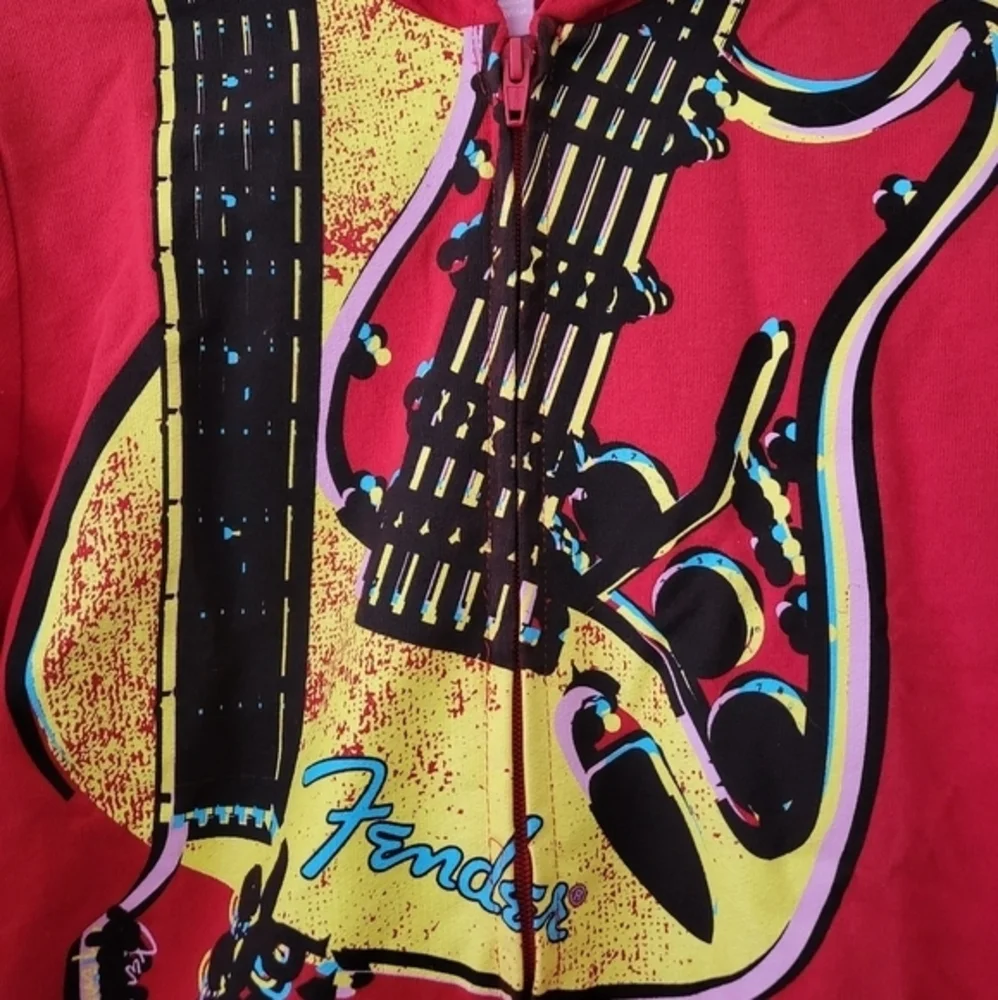 Teen Girl's Fender The Collection by Da Vinci Stratocaster‎ Guitar Zip Up Jacket